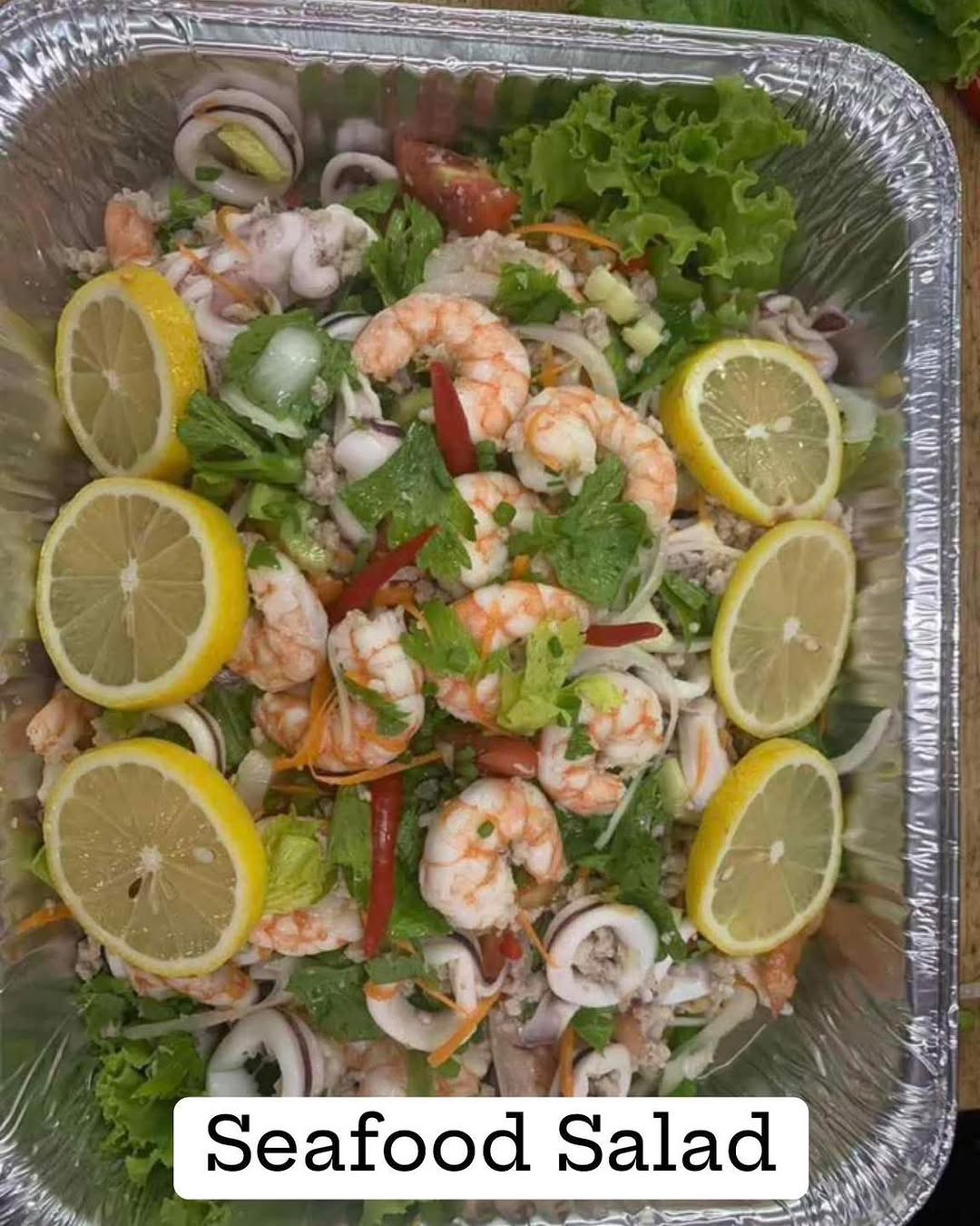 Seafood Salad party tray — Yam Talay delivered to a customer celebration